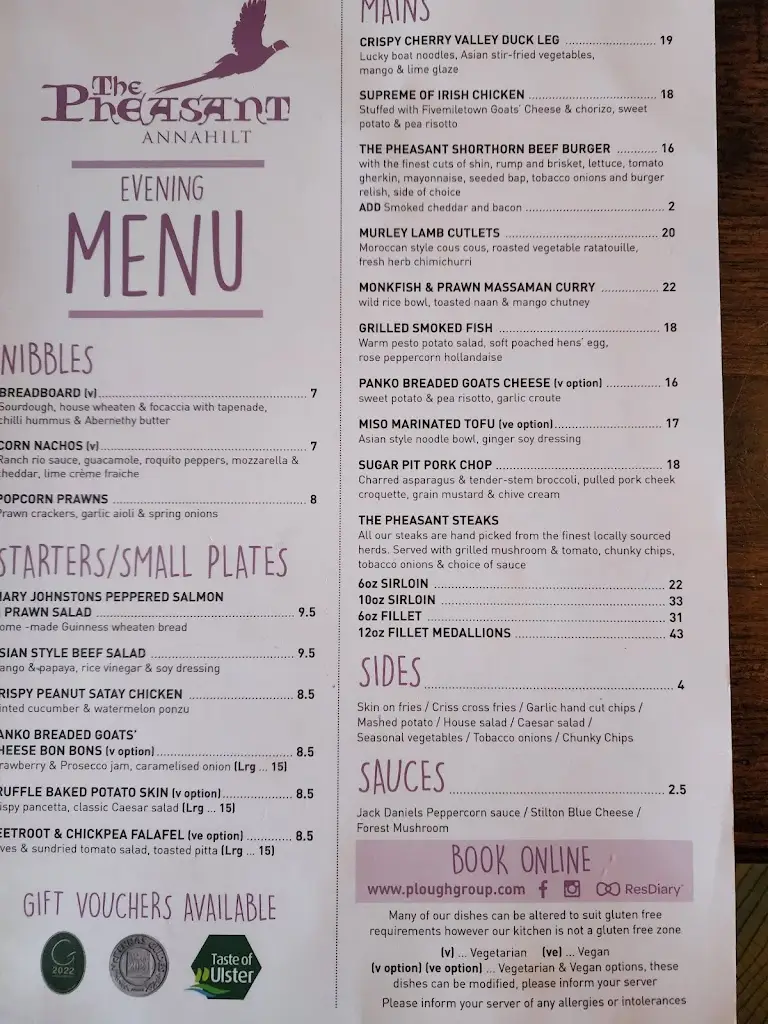 Menu_The Pheasant Restaurant_Annahilt_image_4