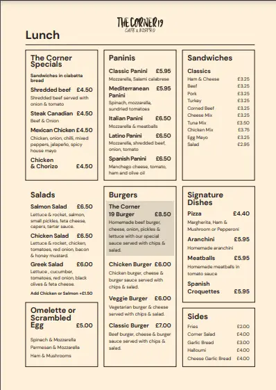 Menu_THE CORNER 19 CAFE & BISTRO_Yeadon_image_1