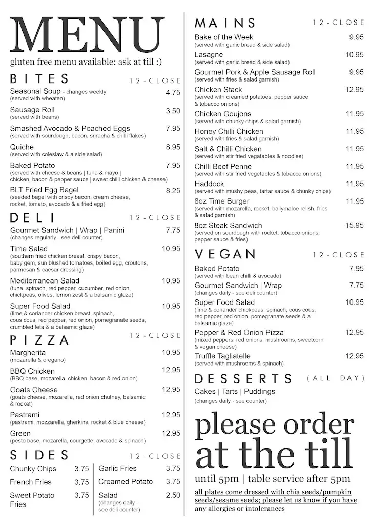 Menu_Time Coffee House & Bistro_Ballyclare_image_1