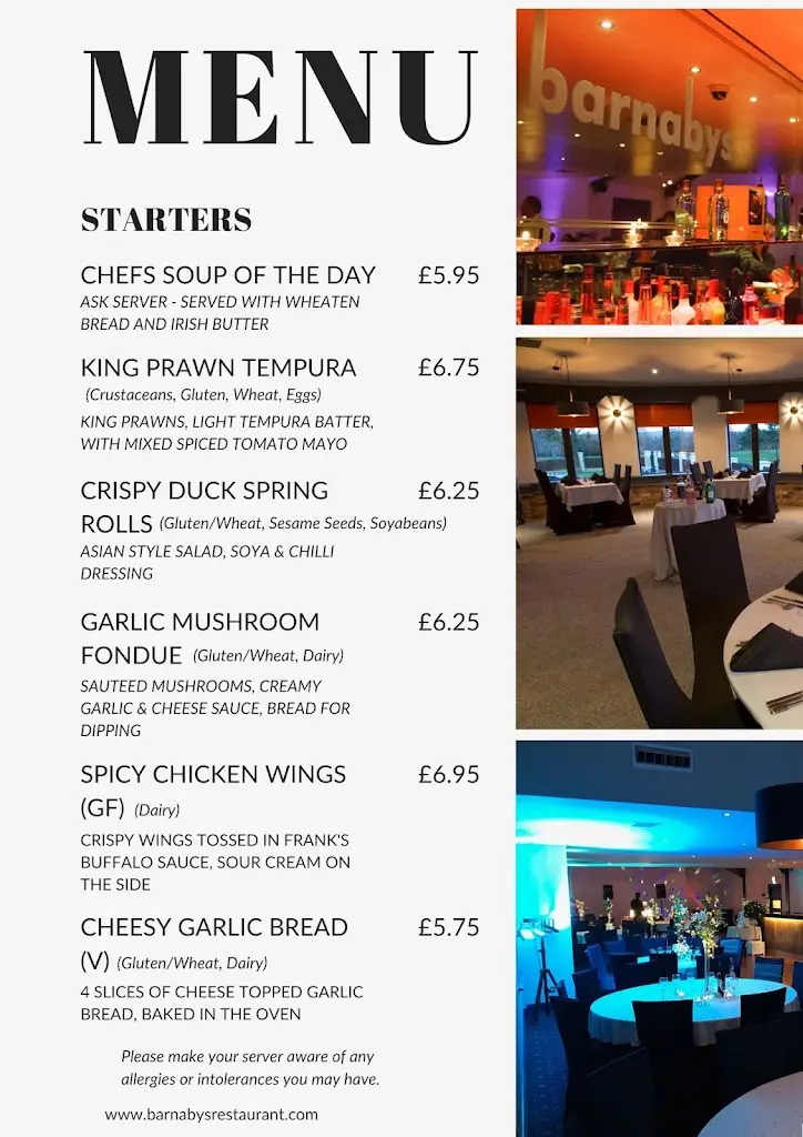 Menu_Barnabys Restaurant_Ballyclare_image_1