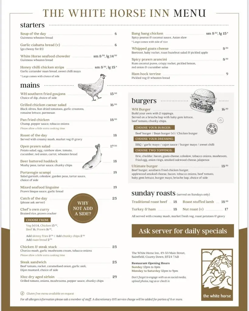 Menu_The White Horse Inn_Ballynahinch_image_1