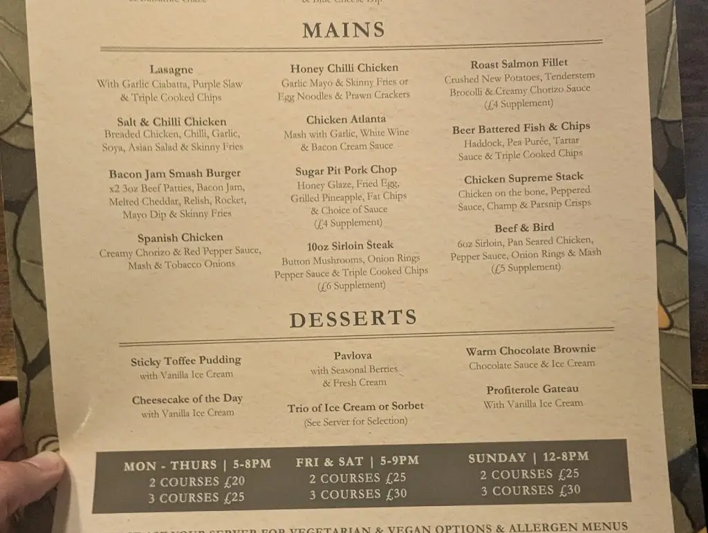 Menü_The Grouse Bar & Restaurant_Ballymena_Bild_1