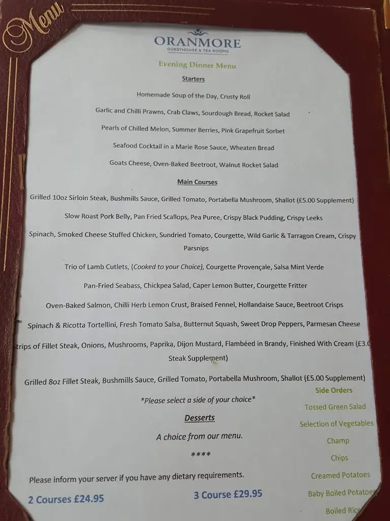 Menu_Oranmore House_Ballymena_image_2
