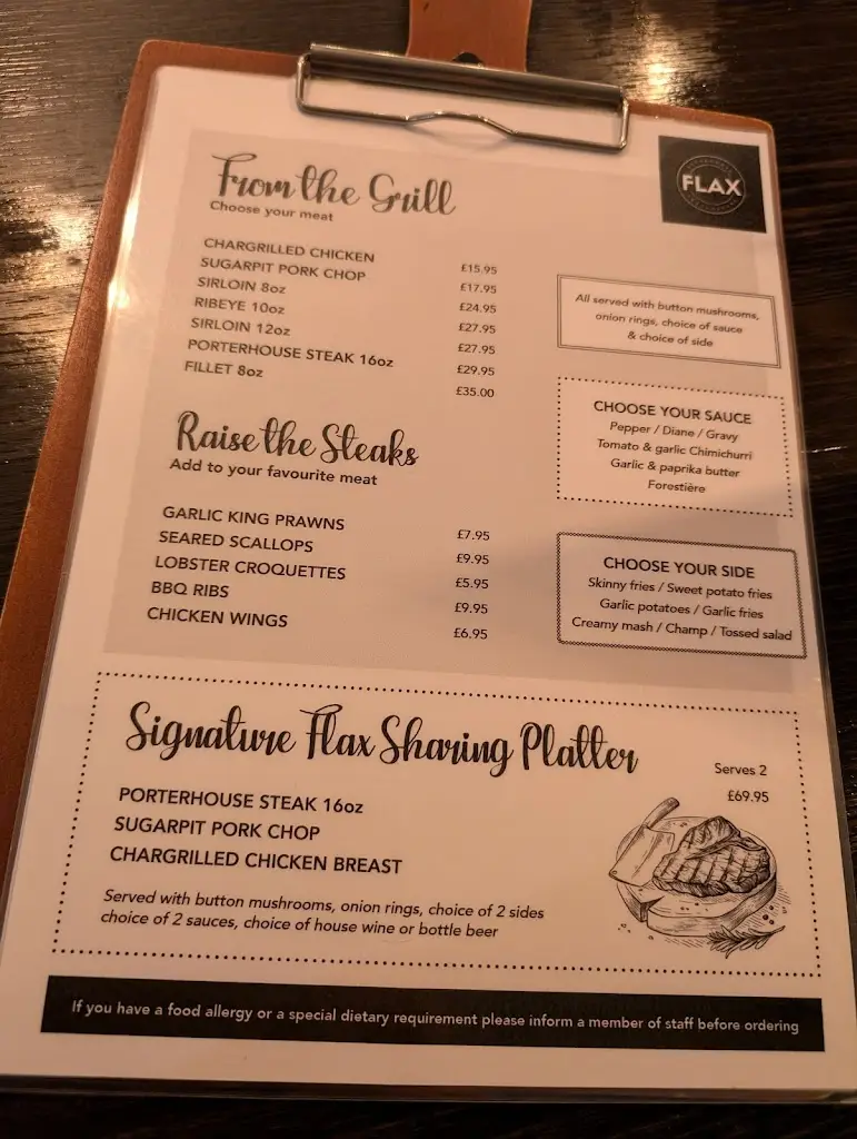 Menu_Flax Steakhouse_Broughshane_image_1