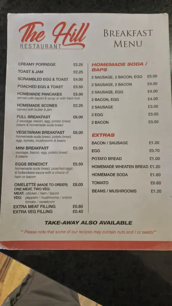 Menü_The Hill Restaurant_Ballykelly_Bild_2