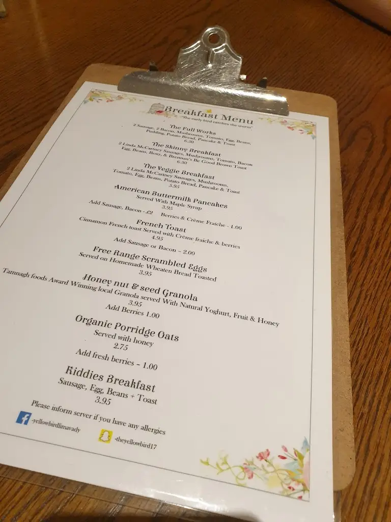 Menu_The Yellow Bird_Ballykelly_image_4
