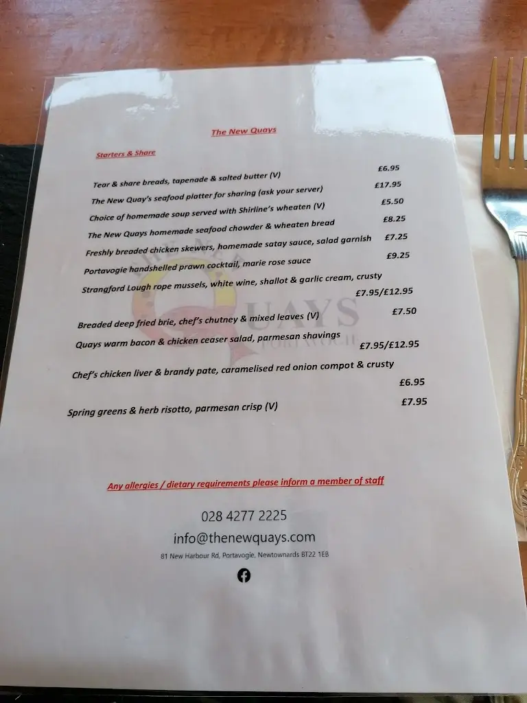 Menu_The New Quays_Ballywalter_image_4