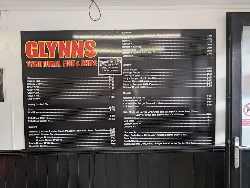 Menu_Glynn's Traditional Fish & Chips_Ballywalter_image_1