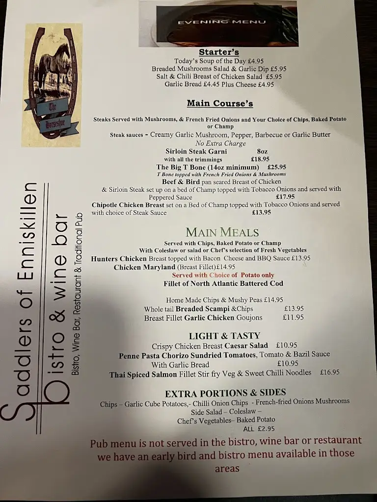 Menu_Horseshoe & Saddlers_Ballinamallard_immagine_3