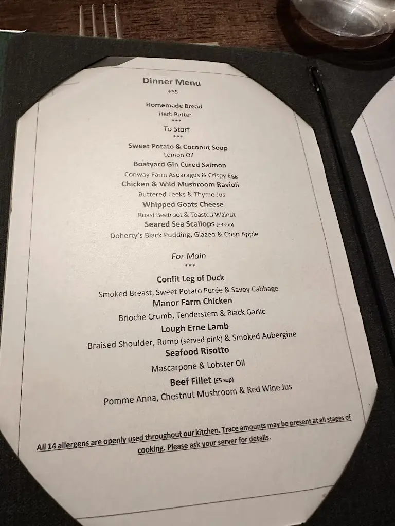 Menu_28 At The Hollow_Ballinamallard_image_1