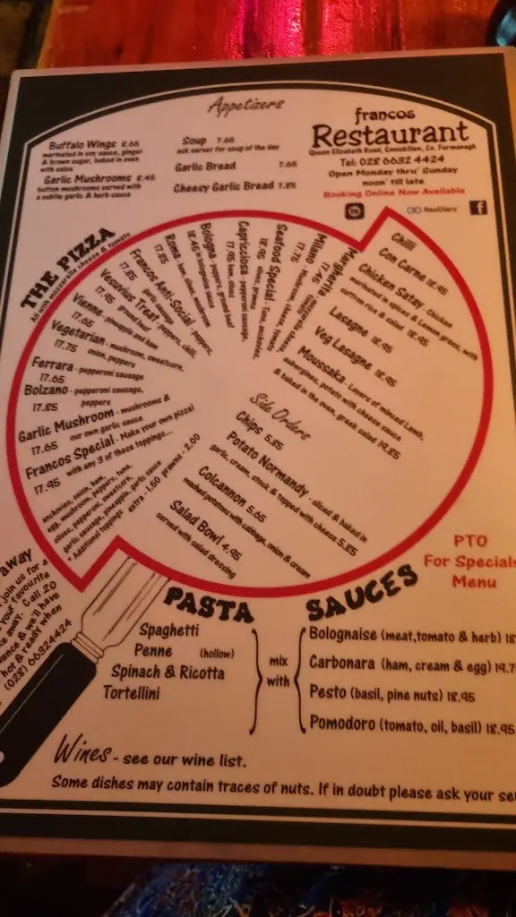 Menu_Franco's Restaurant Enniskillen_Ballinamallard_immagine_3