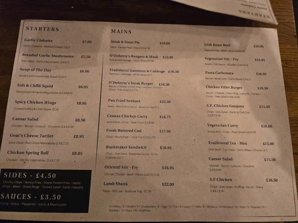 Menu_Crowe's Nest_Ballinamallard_image_1