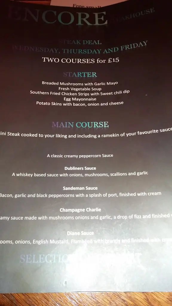 Menu_Encore Steak House_Ballinamallard_image_1