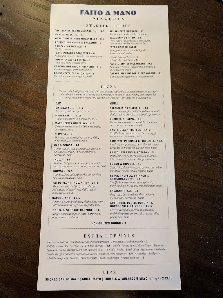 Menu_Fatto a Mano Bethnal Green_Bethnal Green_image_1