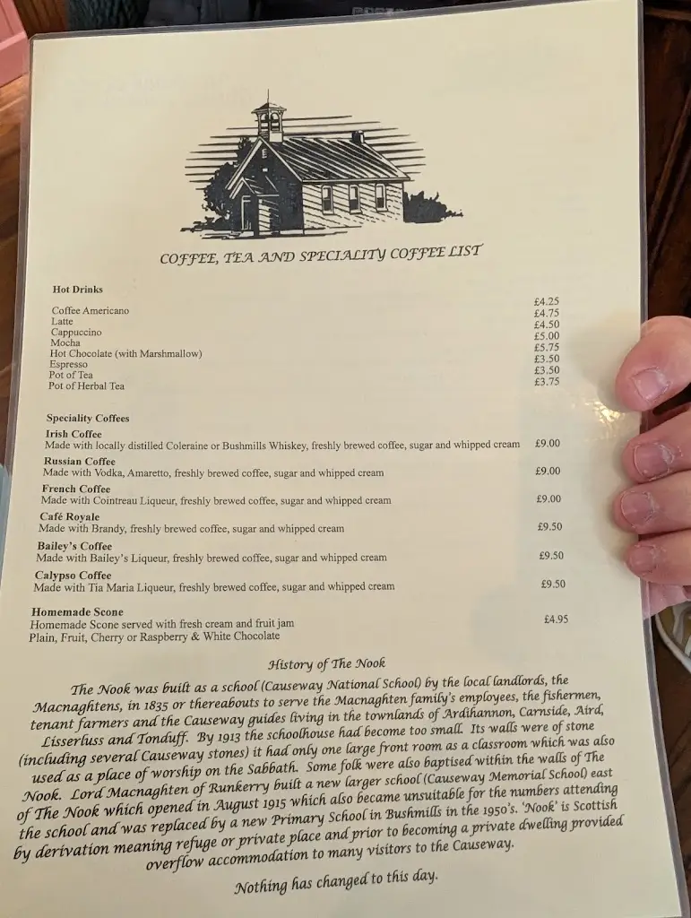 Menu_The Nook_Bushmills_image_1