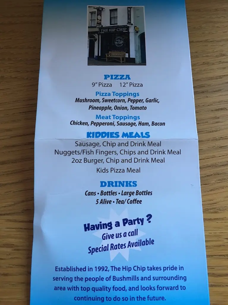 Menu_The Hip Chip_Bushmills_imagen_3