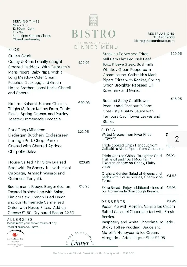 Menu_Bistro at the Courthouse_Bushmills_image_1