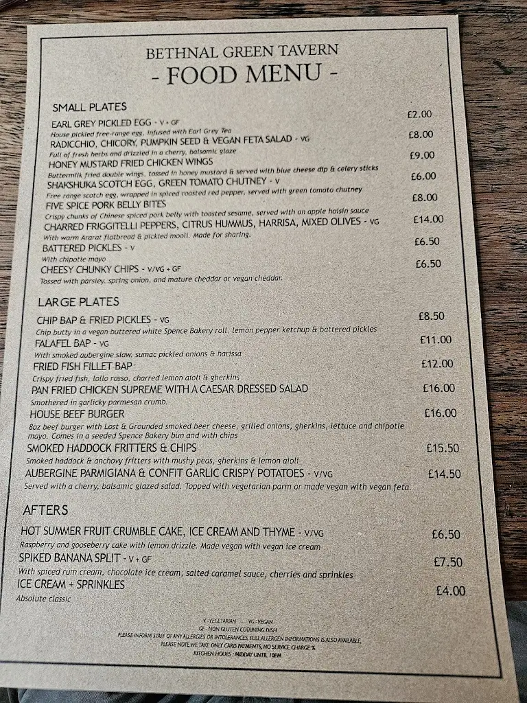 Menu_Bethnal Green Tavern_Bethnal Green_image_1