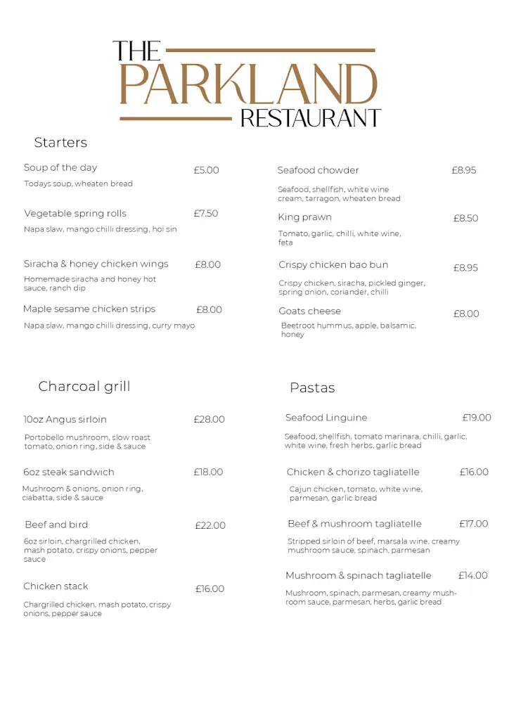 Menu_The Parkland Armagh_Armagh_image_3