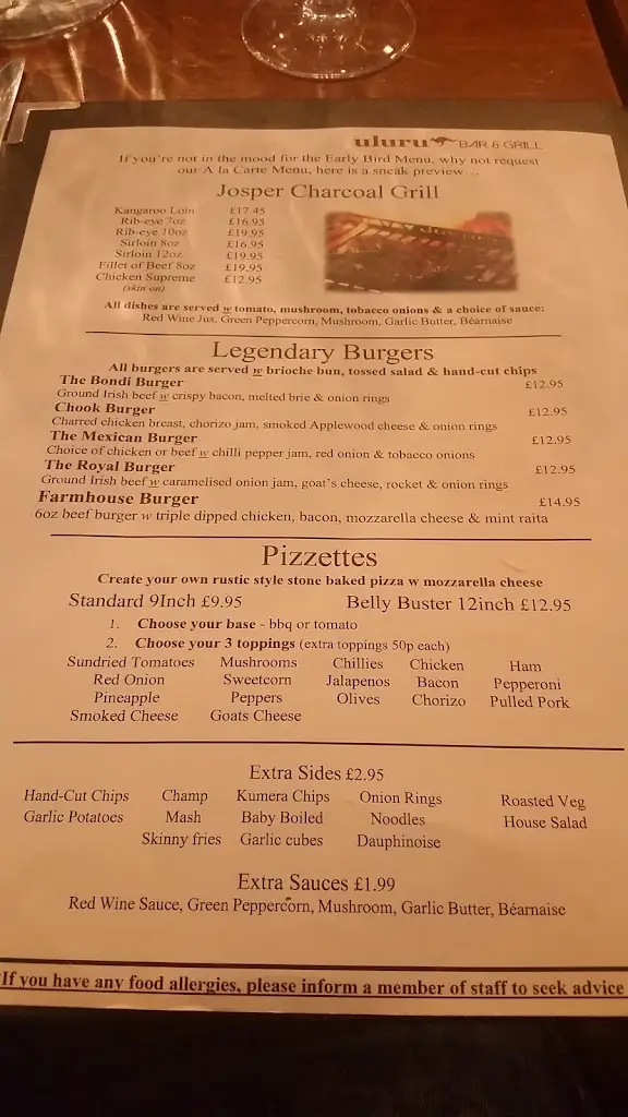 Menu_Uluru Bar & Grill_Armagh_immagine_1