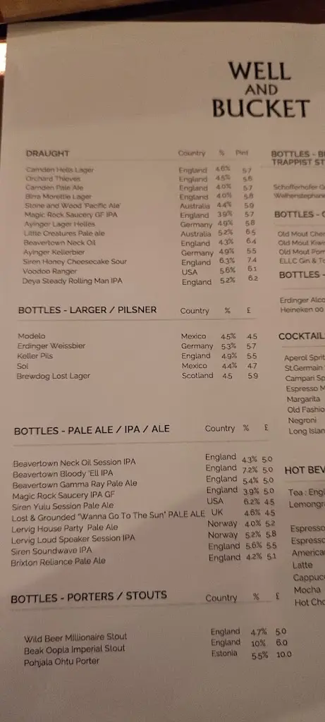 Menü_Well & Bucket_Bethnal Green_Bild_4