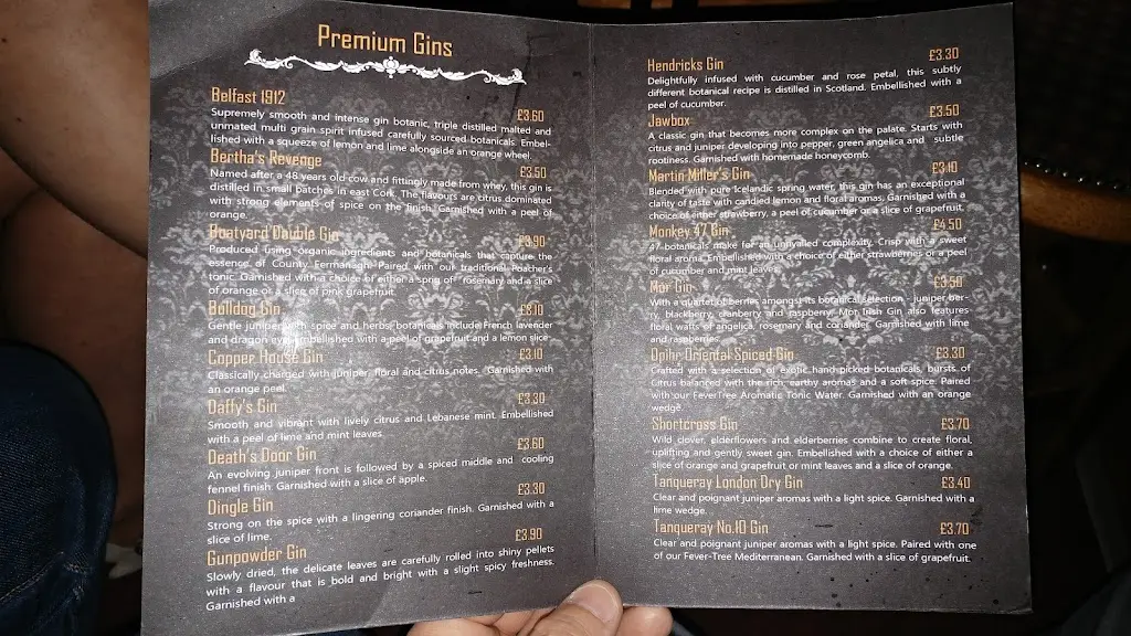 Menu_The Hole in the Wall_Armagh_image_1