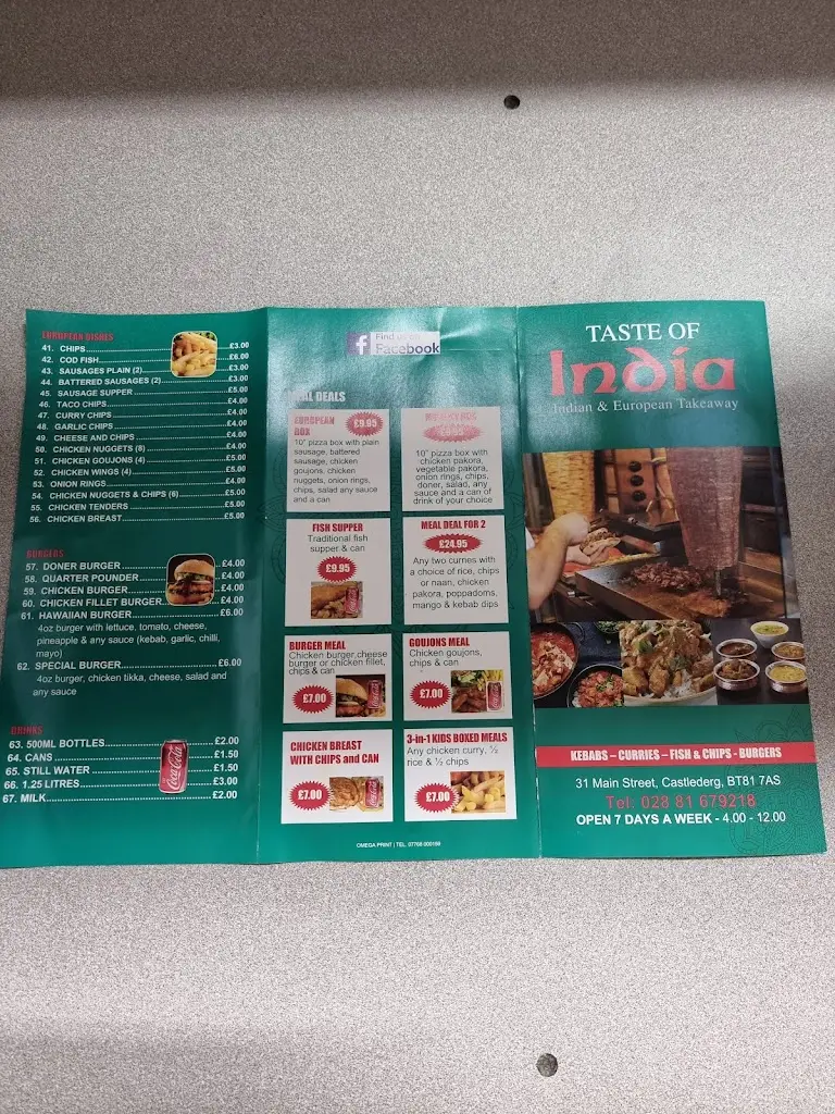 Menu_Taste of India_Castlederg_image_1