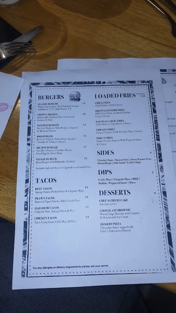 Menu_Dante’s Armagh_Armagh City Banbridge and Craigavon_image_4