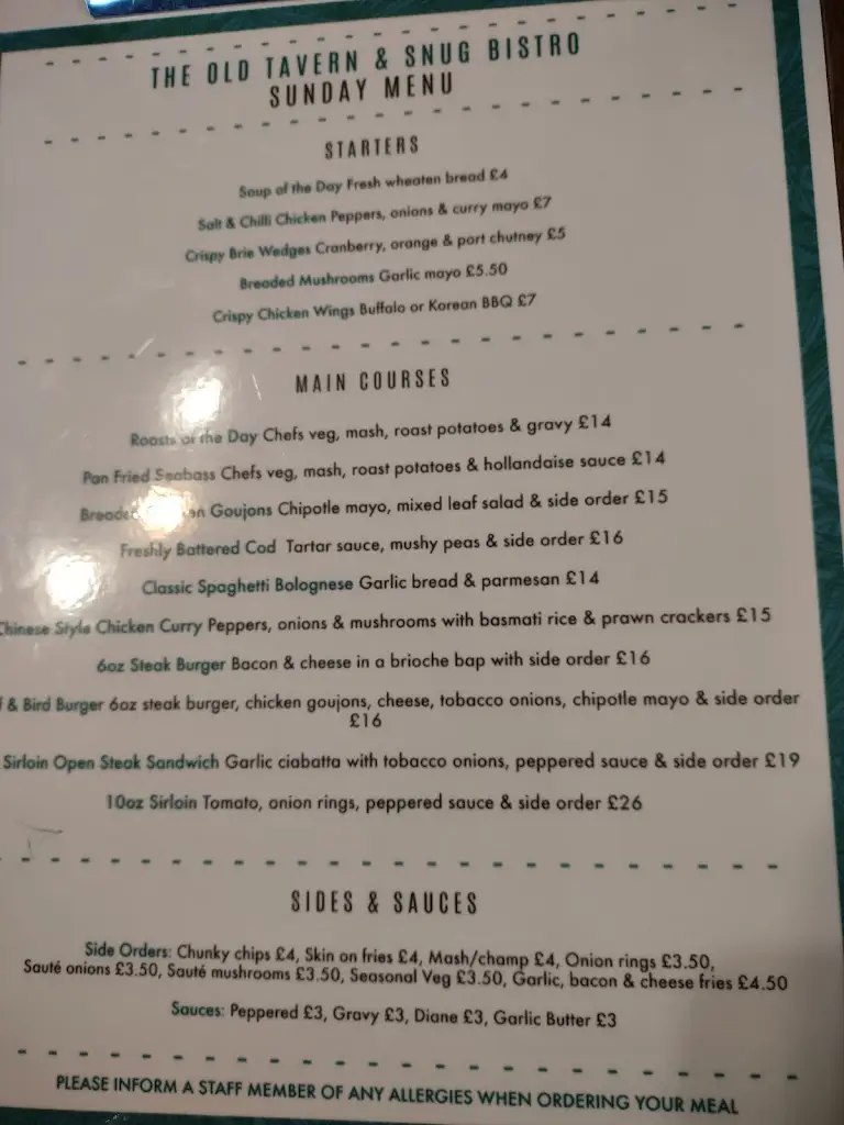 Menu_The Old Tavern & Snug Bistro_Armagh City Banbridge and Craigavon_image_1
