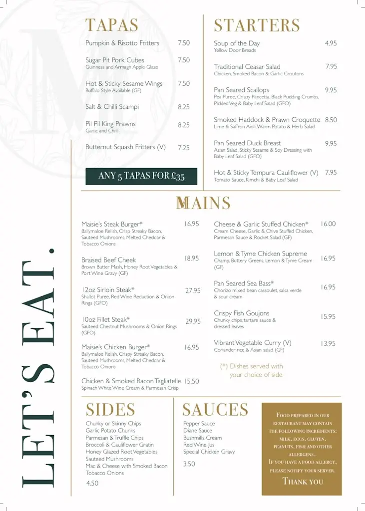 Menü_Maisie's_Armagh City Banbridge and Craigavon_Bild_2