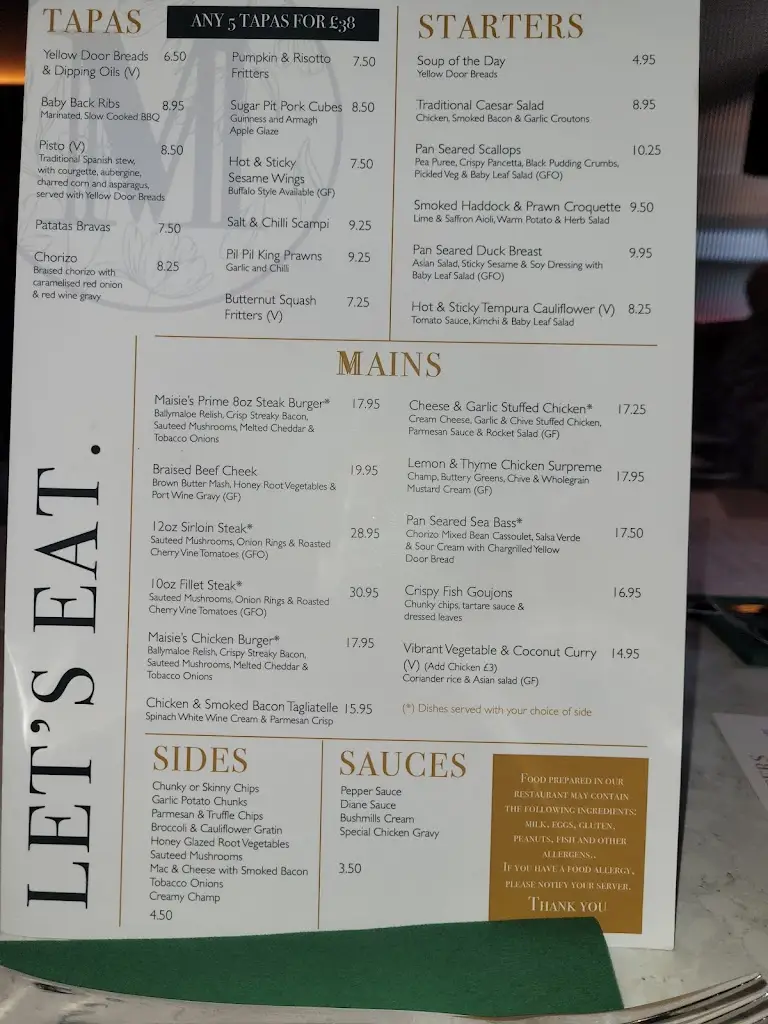 Menü_Maisie's_Armagh City Banbridge and Craigavon_Bild_3