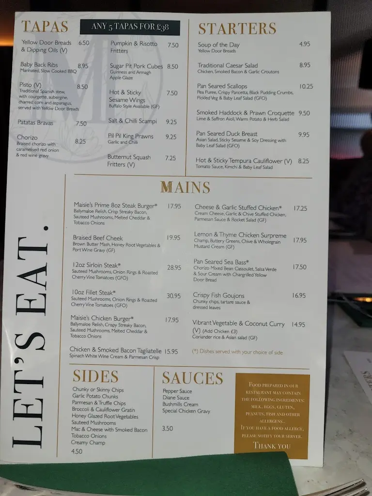 Menü_Maisie's_Armagh City Banbridge and Craigavon_Bild_4