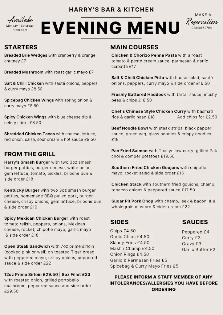Menu_Harry’s Bar & Kitchen_Armagh City Banbridge and Craigavon_image_3