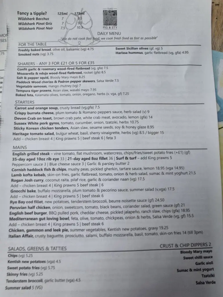 Menu_The Pig & Sty_Biddenden_image_1