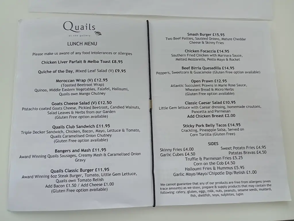 Menu_Quails at the Gallery_Banbridge_immagine_1