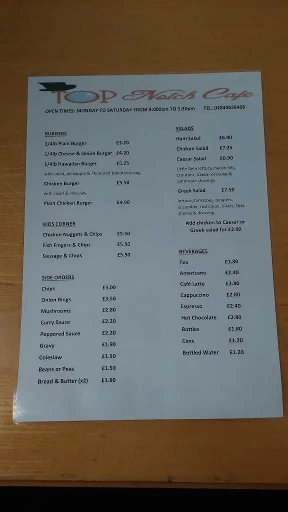 Menu_Top Notch Cafe_Banbridge_image_1