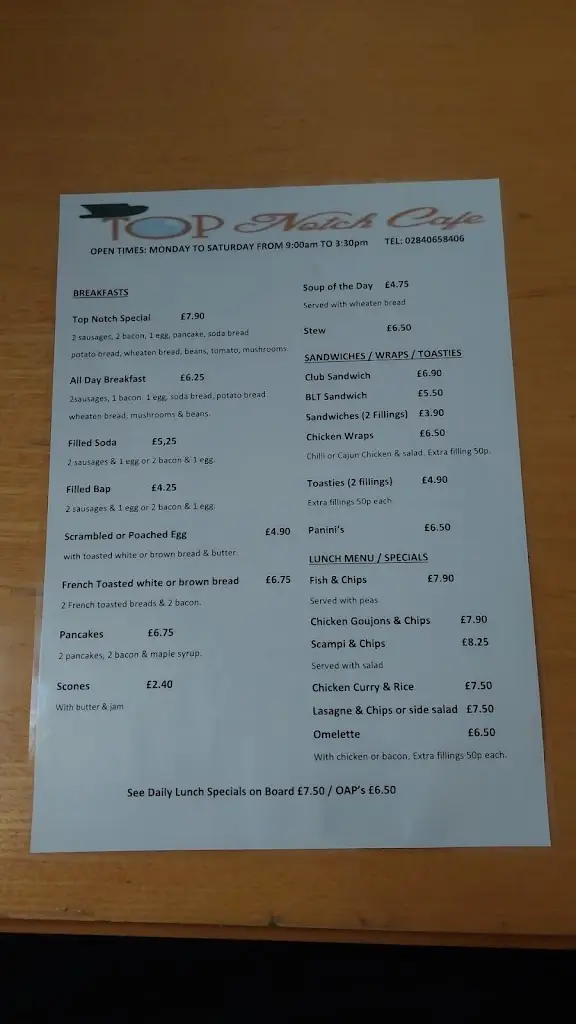 Menu_Top Notch Cafe_Banbridge_image_2