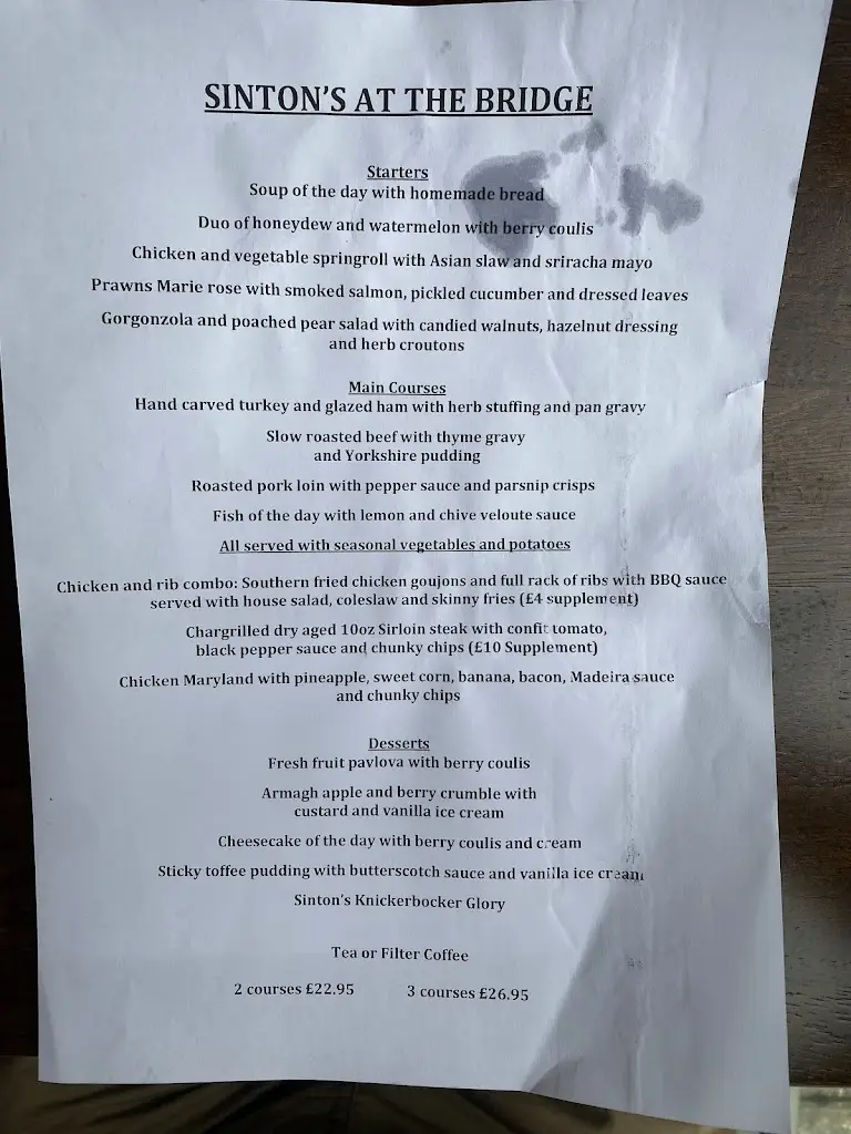 Menu_Sinton's at the Bridge_Banbridge_image_2