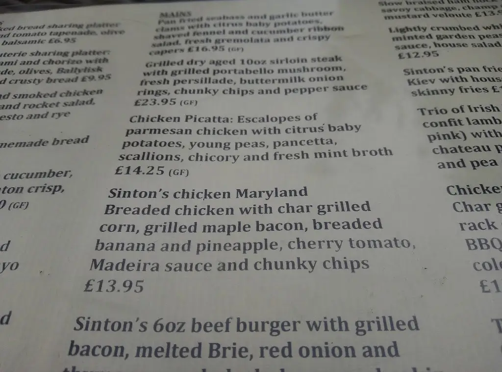 Menu_Sinton's at the Bridge_Banbridge_image_4