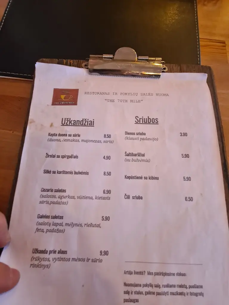 Menu_The 70th Mile_Banbridge_image_1