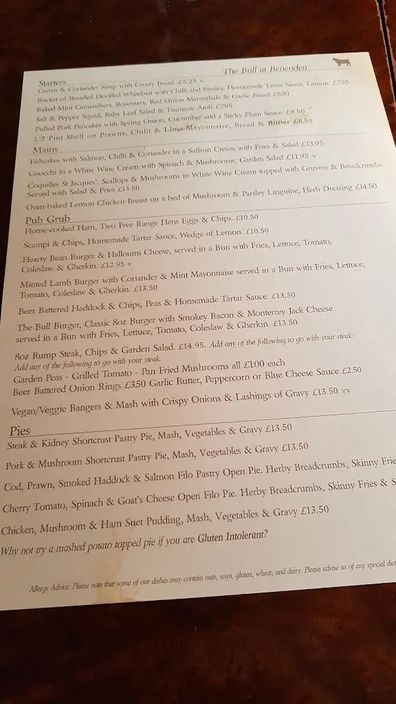 Menu_The Bull at Benenden_Biddenden_image_1