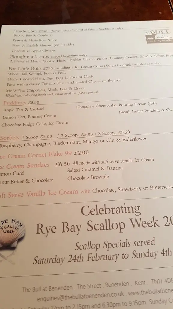 Menu_The Bull at Benenden_Biddenden_image_2