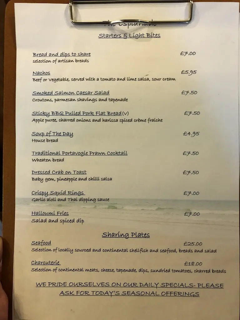 Menu_Esplanade Bar and Restaurant_Bangor_image_3