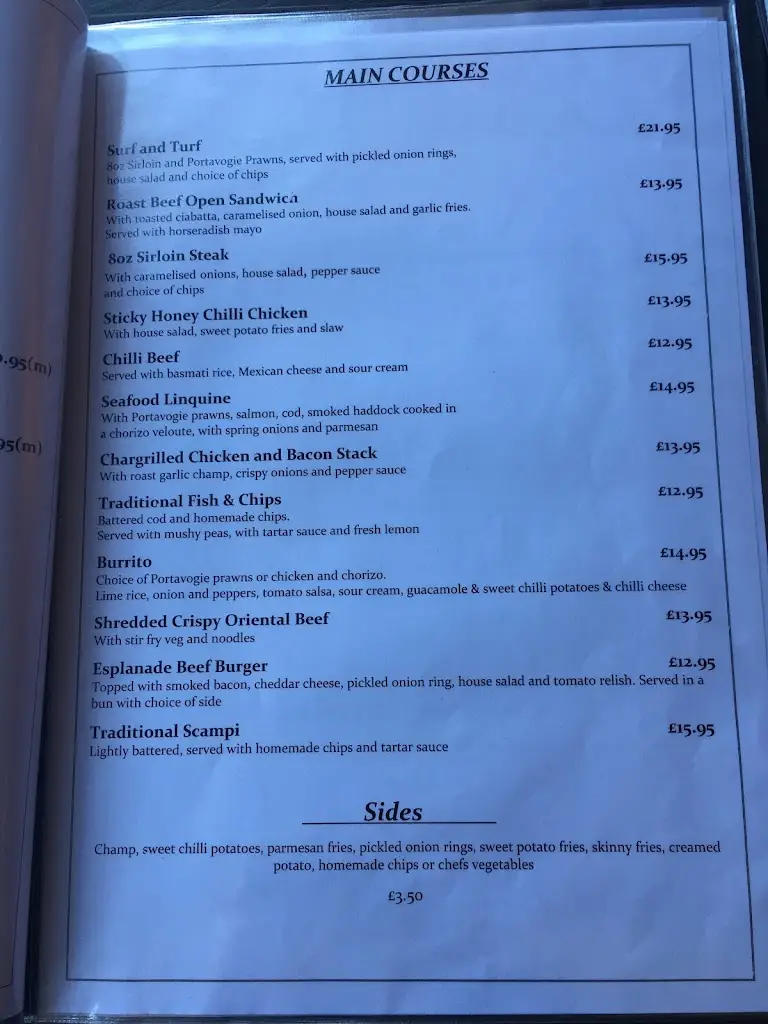 Menu_Esplanade Bar and Restaurant_Bangor_image_4