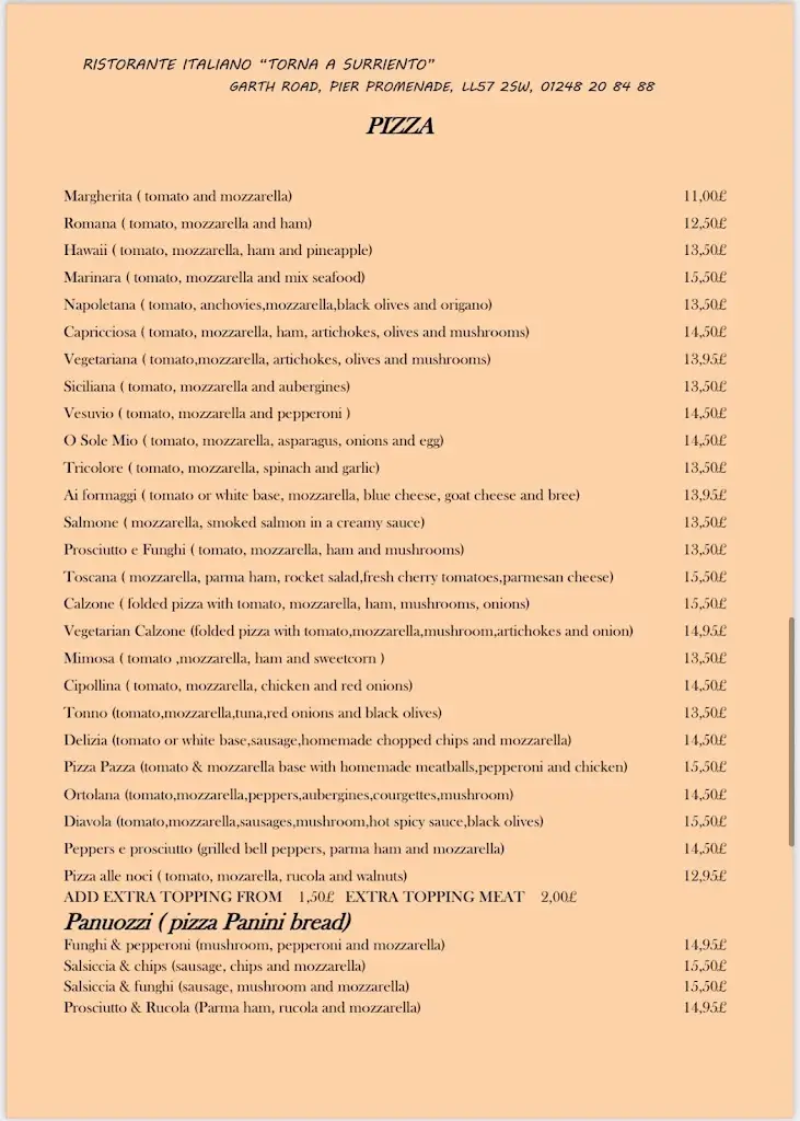 Menu_Torna a Surriento_Bangor_image_1