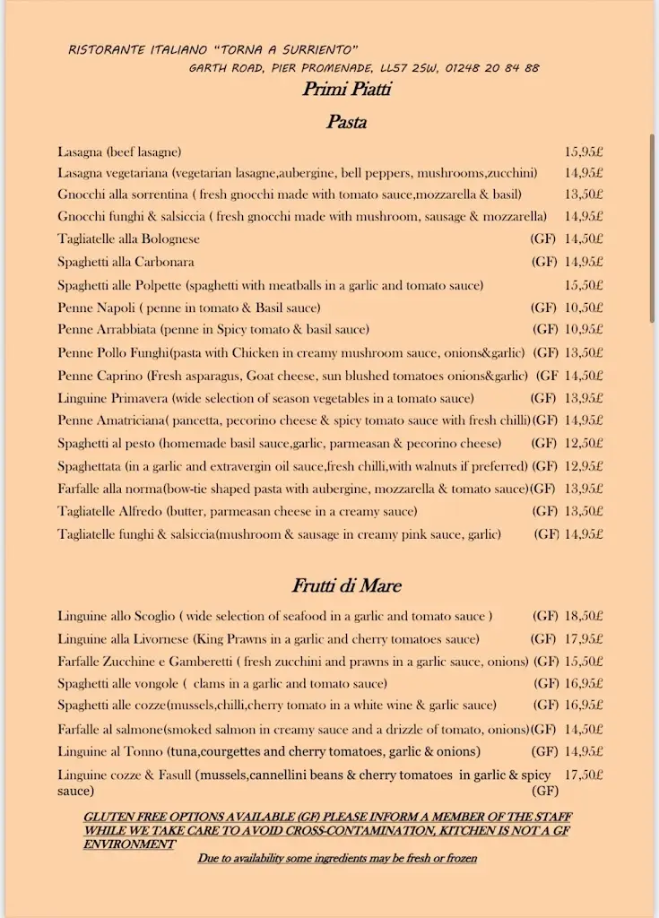 Menu_Torna a Surriento_Bangor_image_2