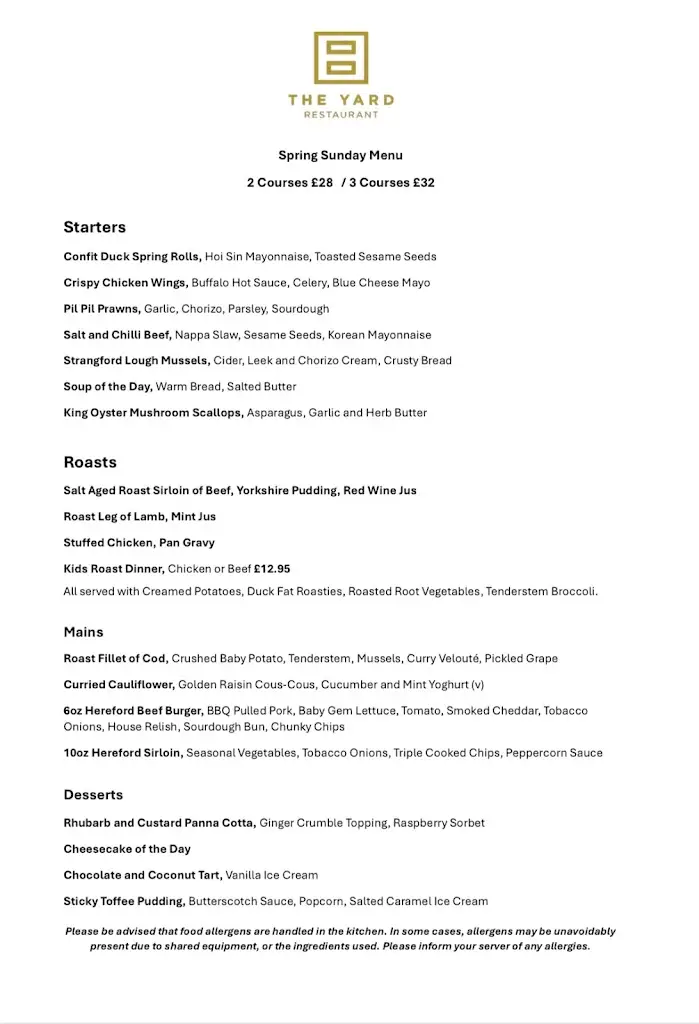 Menu_The Yard Restaurant at Hillyard House Hotel_Castlewellan_immagine_1