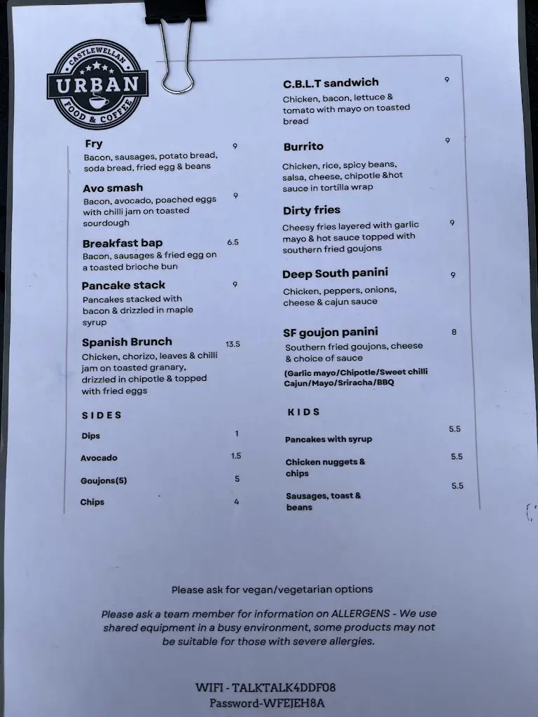 Menu_Urban Food & Coffee_Castlewellan_imagen_1