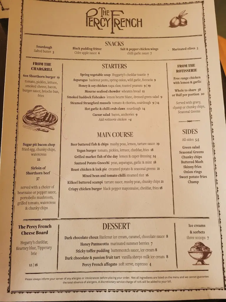 Menu_The Percy French_Castlewellan_image_1
