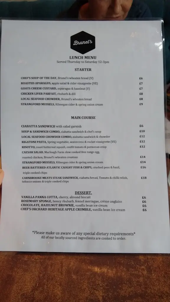 Menu_Brunel's Restaurant_Castlewellan_imagen_1